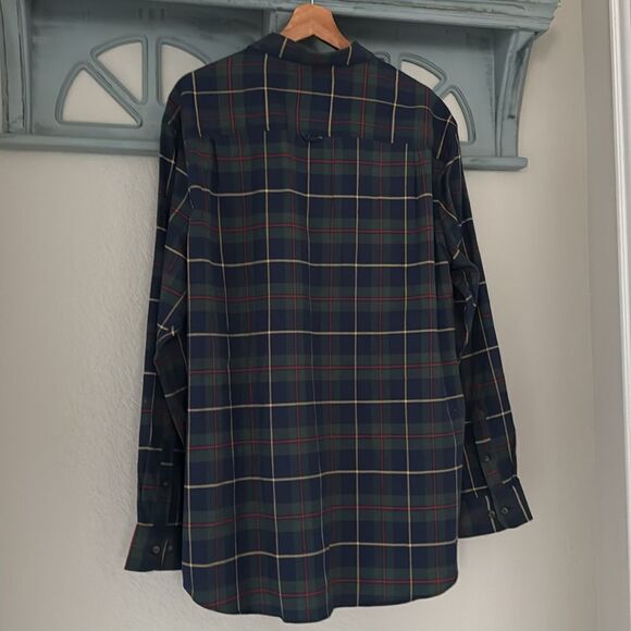 NWT Club Room Button Down XXL Stretch Moisture Wicking Cotton Plaid Tarten Blue - Picture 7 of 11